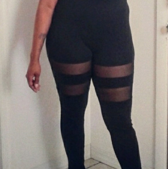 Black Mesh Leggings - Picture 3 of 6